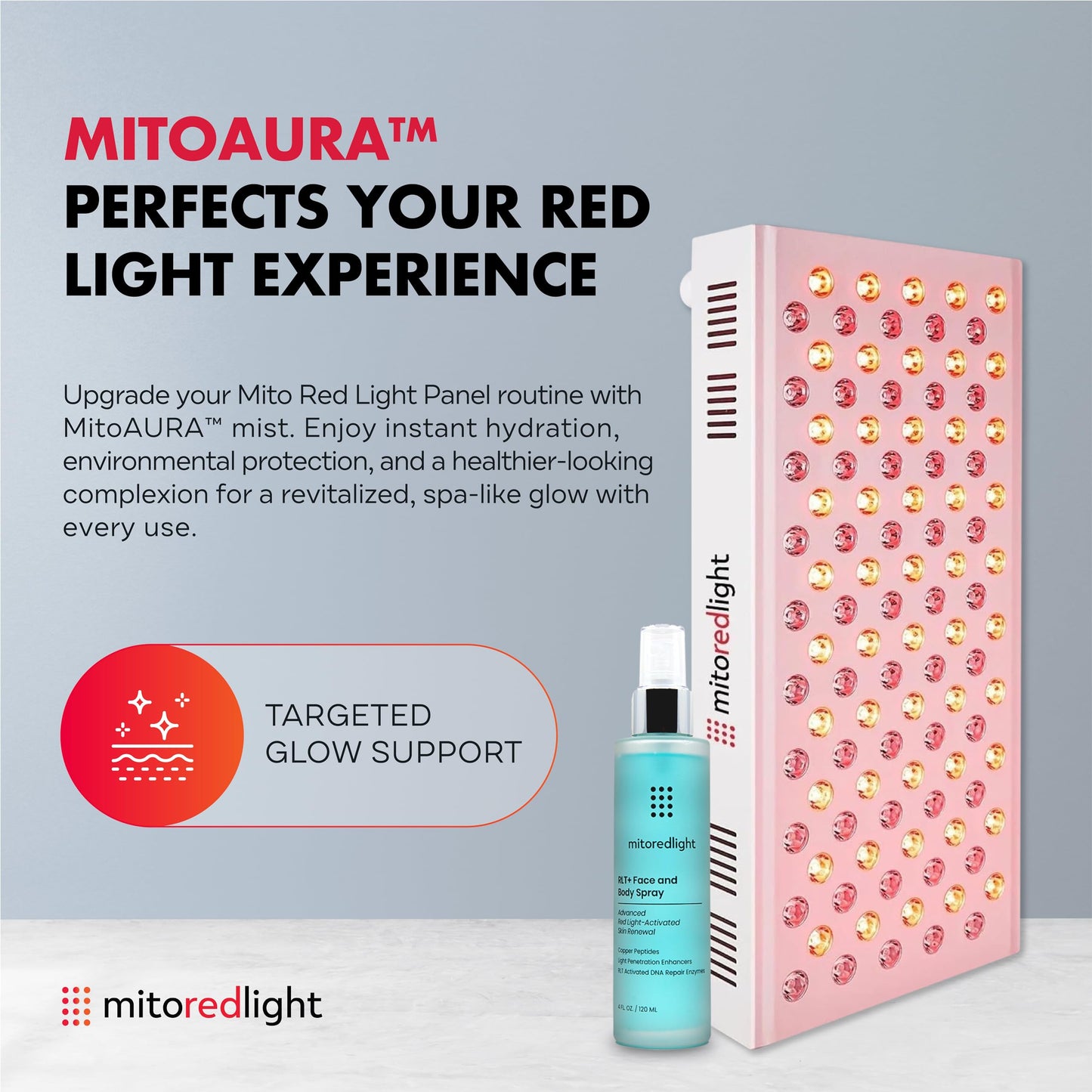 Mito Red Light – MitoMID 2.0 Red Light Panel – Red Light Therapy for Face and Neck – Red Light & Near Infrared Red Light Therapy – At-Home Red Light Therapy for Body
