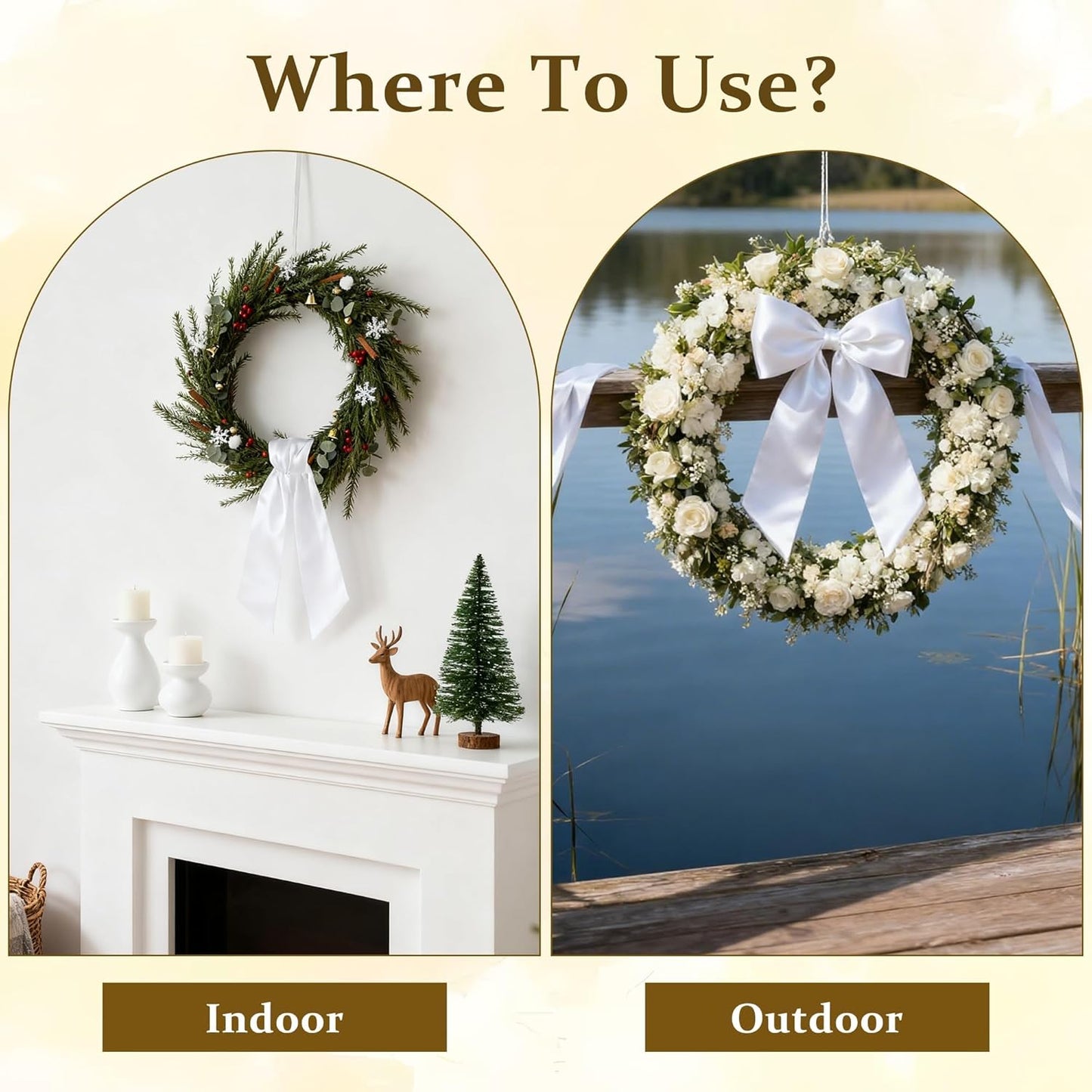 Skiennix White Satin Blank Sash - Perfect for Wedding Embroidery, Monogram & Holiday Decor | 2 Pieces