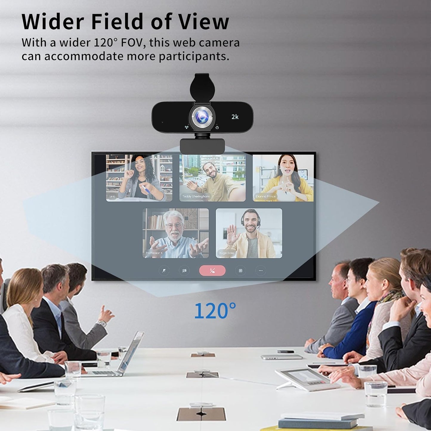 Lusinx 2K Webcam for Computer, USB Plug&Play, Auto Low Light Correction, Privacy Cover, Tripod, Wide Angle