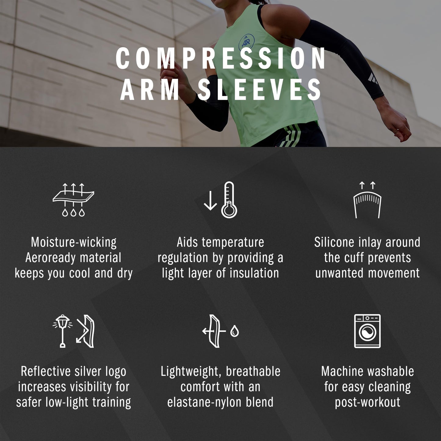 adidas Climacool Compression Arm Sleeves - Black - Adult Small/Medium