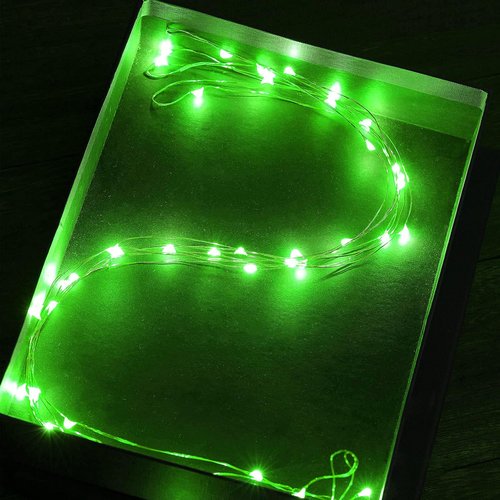 Ariceleo Mini Fairy Lights - Battery Operated Copper Wire String Lights | 16ft Green for St. Patrick's Day Decor