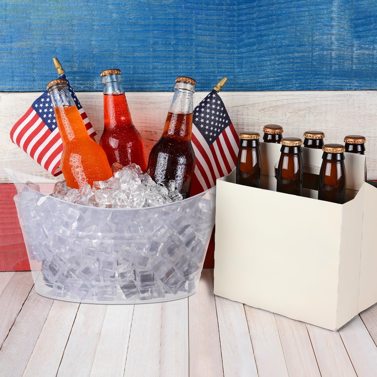 Patelai 6 Pcs Ice Buckets Bulk, Plastic Ice Buckets with Handles, Oval Storage Tub, Large Capacity Drink Tub for Party Bar Wine Beer Champagne Beverage Bottle Cooler(4.5 Liter,Clear)
