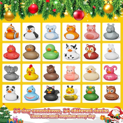Advent Calendar - Rubber Ducks Bath Toys for Boys & Girls | 24-Day Christmas Countdown Gift