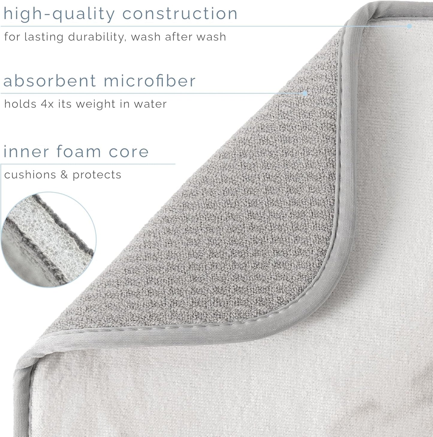 S&T INC. XL Dish Drying Mat - Absorbent Microfiber Kitchen Counter Pad | 18” x 24”, Grey Stone