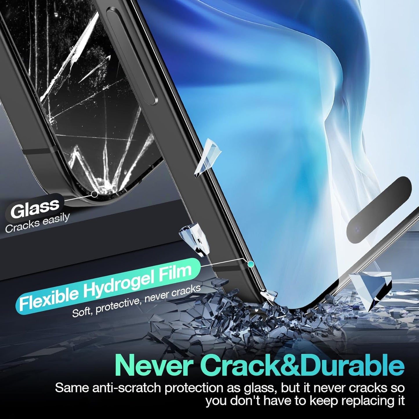 3 Pack 17 17 Flexible Film for iPhone Pro Max Screen Protector[NOT GLASS], Non-breakable Soft TPU Hydrogel Film