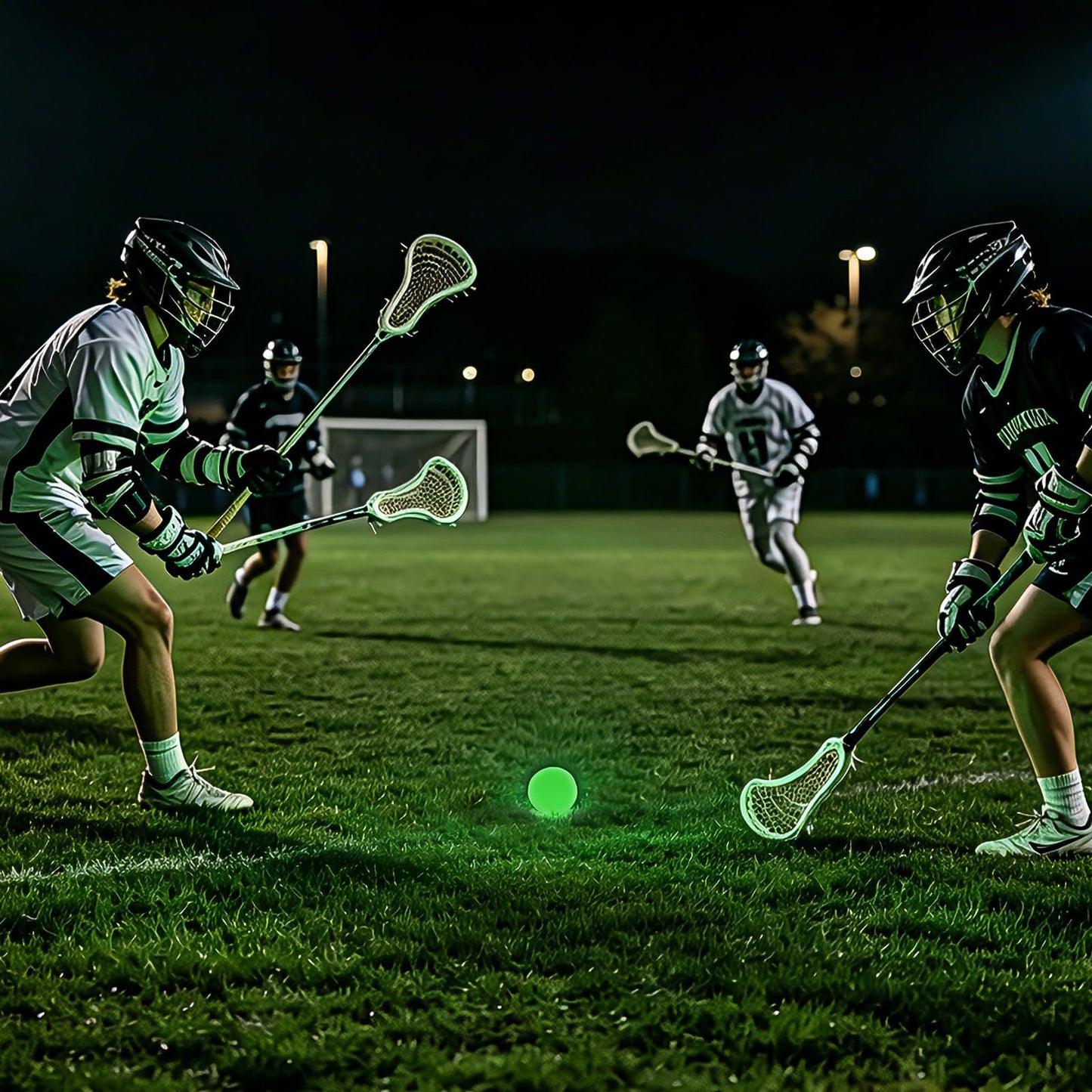 Acrridi Glow in The Dark Lacrosse Ball Clear to Green Official Size Elastic Rubber Lacrosse Balls for Practice Training Massage Muscle Relaxation Indoor Outdoor Sports Gifts (2, Green)