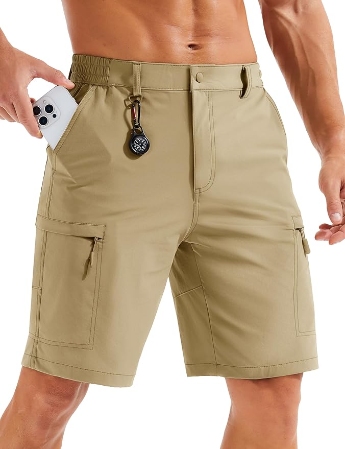 MAGCOMSEN Men's Hiking Cargo Shorts Quick Dry Lightweight 9" Golf Shorts Summer Casual Work Outdoor with 5 Zipper Pockets