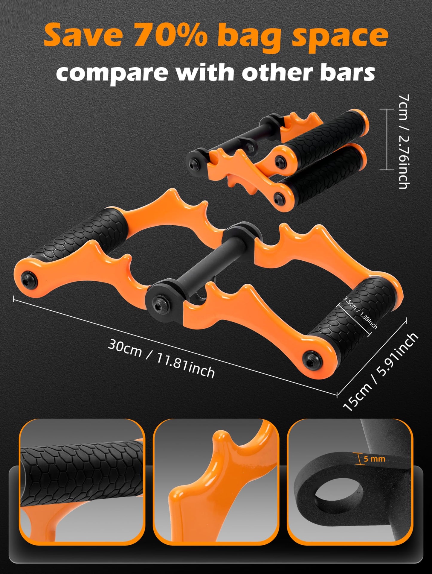 Lovind V Bar Landmine Attachment T Bar Handle for Barbell Bars，Foldable V Bar Row Handle Double D Row Handle with Rubber Coating T-Row Attachment for Strength Training Bars (Black-Yellow)