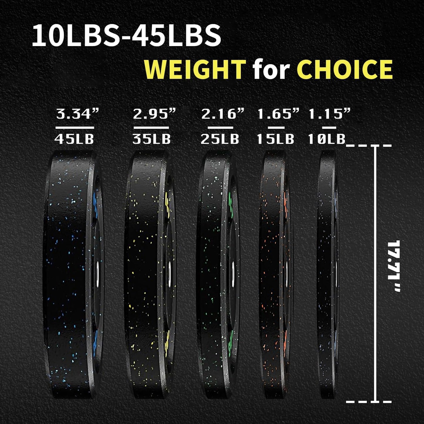 140LB Bumper Plates - 2-Inch Rubber Weight Plates for Precision Strength Training, Multiple Options Weights for Barbell, Gym Barbell Weight Set for Home & Commercial Use, 35LB*4