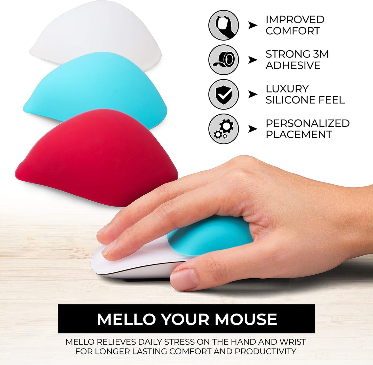 ELEMENTING 1 2 Mello Silicone Cushion Compatible with Apple Magic Mouse & (Marshmello White)
