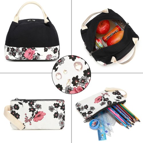 FADOVYE Travel Laptop Backpack School Backpacks for Teen Girls Women, Kids Bookbag Travel Daypacks with Lunch Bag and Pencil Bag, Floral