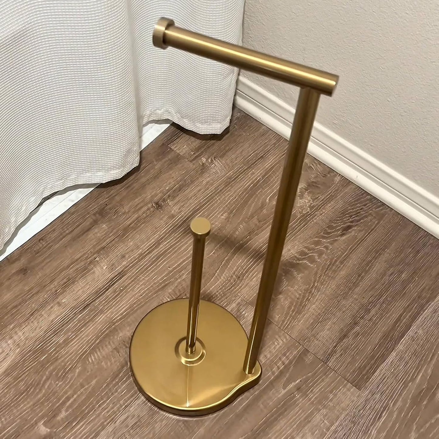 Theaoo Heavy-Duty Toilet Paper Holder Stand - Modern Freestanding Stainless Steel Tissue Roll Holder (Gold)
