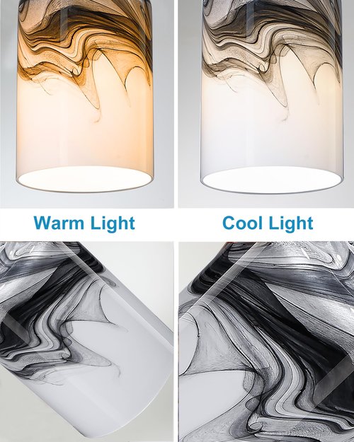 Cylinder Glass Lamp Shade for Pendant Light 1.65in fitter Decorative Grey Marble Glass Wall Sconce Light Shade blown Art Glass Replacement Shade for Vanity Light,Table Lamp Ceiling Fan Light 4Pack