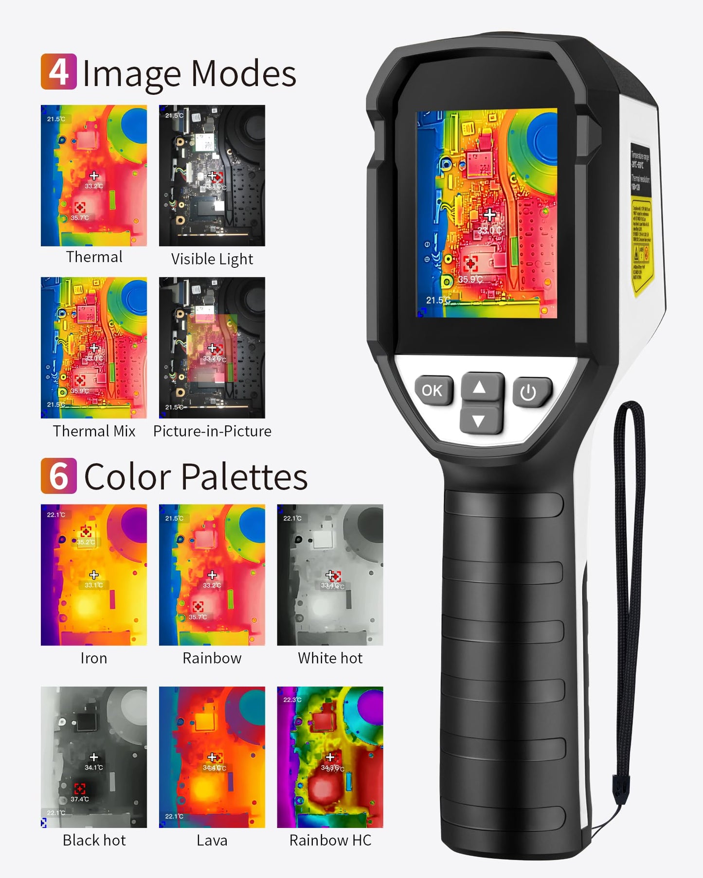 Firecore FI160S Thermal Imaging Camera, 320x240 Super Resolution Infrared Imager, 32GB,-4°F~1022°F, 25Hz Handheld Infrared Camera with Laser for HVAC Electrical Home Inspection Plumbing Leak Detection