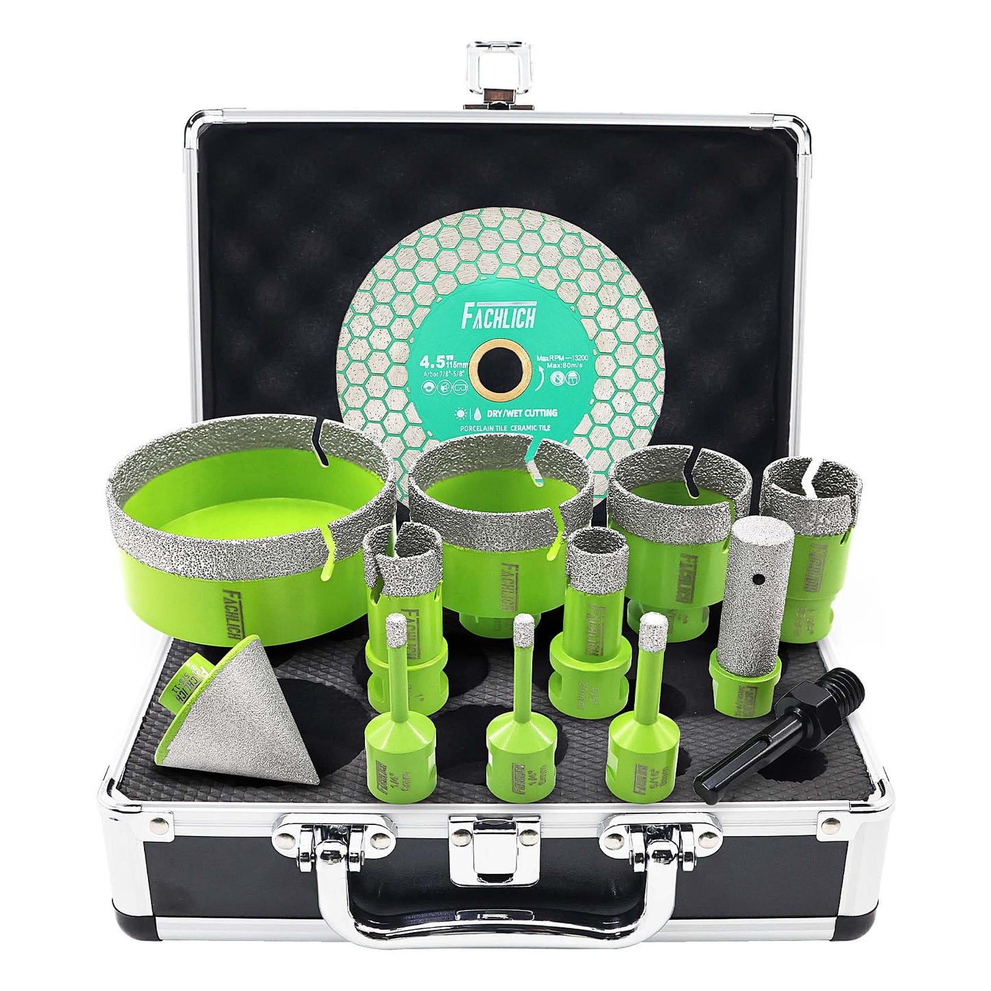 Tile Hole Saw Kit Diamond - (6/6/8/20/25/35/50/65/100mm Drill Bits+Finger Bit+Chamfer Bit+Adapter+Tile Blade) Diamond Hole Saw Kit for Porcelain Ceramic Marble Brick Granite,5/8"-11 Thread