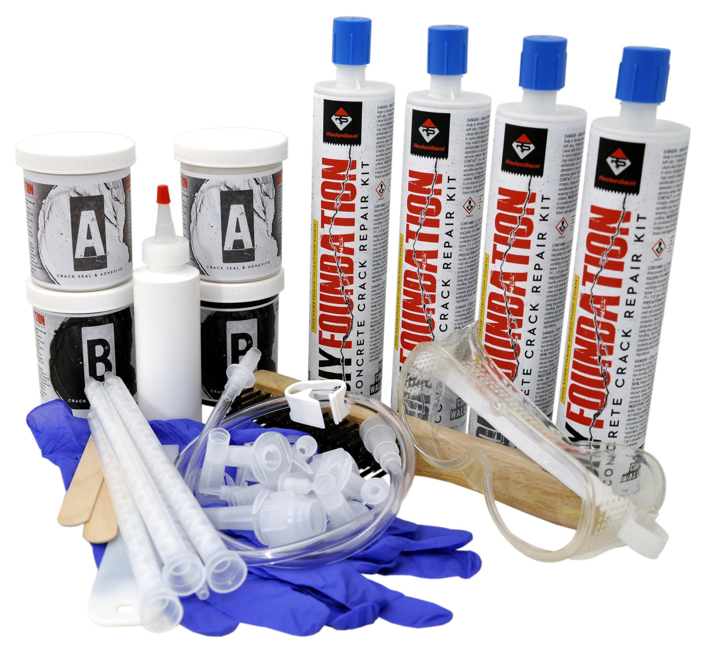 RadonSeal DIY Concrete Foundation Crack Repair Kit (20-ft) - The Homeowner's Solution to Fixing Basement Wall Cracks Like The Pros