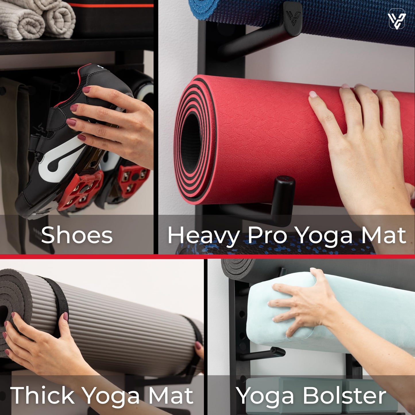 Yoga Mat Holder Wall Mount Home Gym Storage Organizer - Fully Adjustable, All Wood, Crafted Yoga Mat Rack Gym Shelf for Workout Equipment Storage. Unique Yoga Gift for Wall Yoga Storage, Plant a Tree!