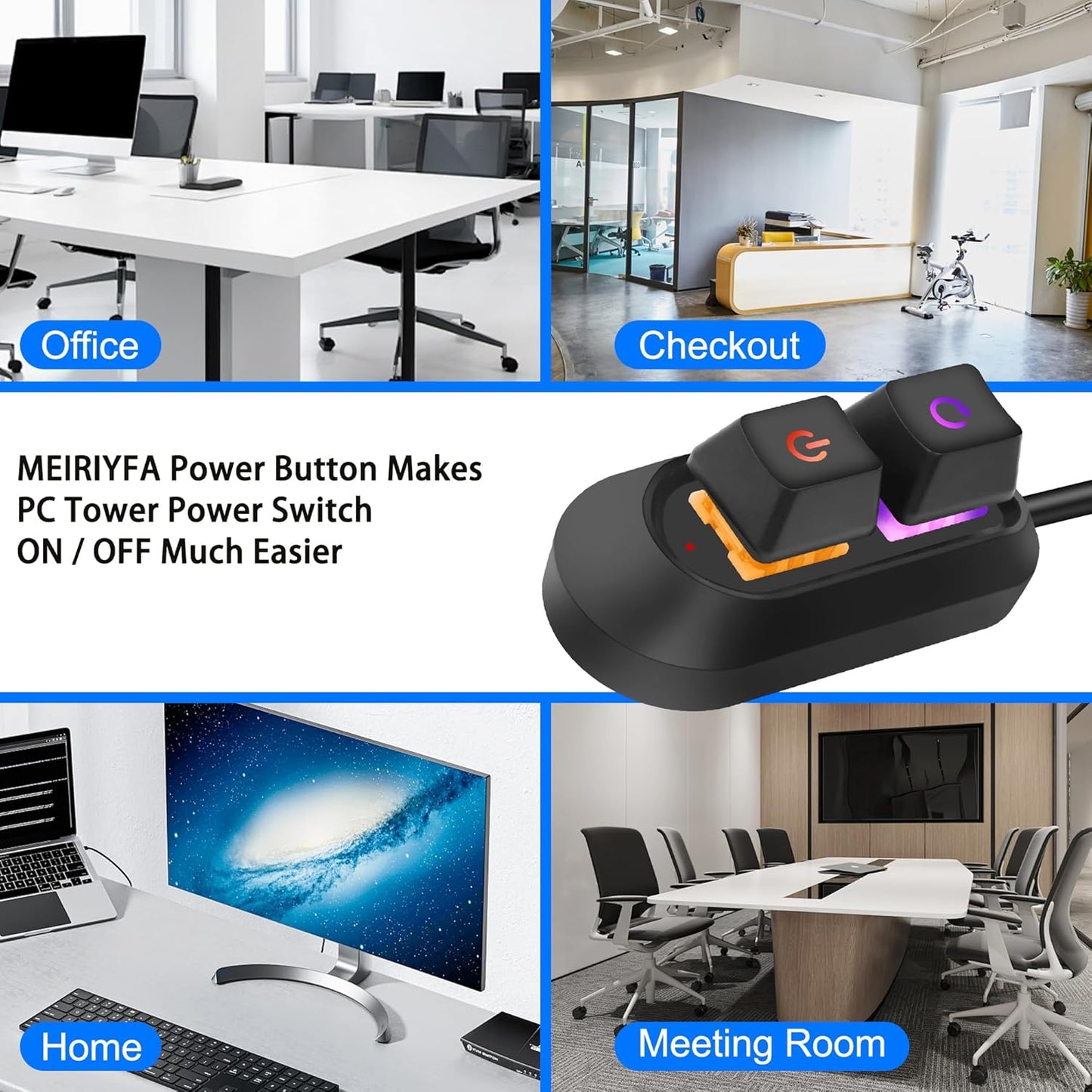 Reset (2M, MEIRIYFA Desktop Computer Power Switch Power Supply Cable, External PC Power Button Extension Cable with ON
