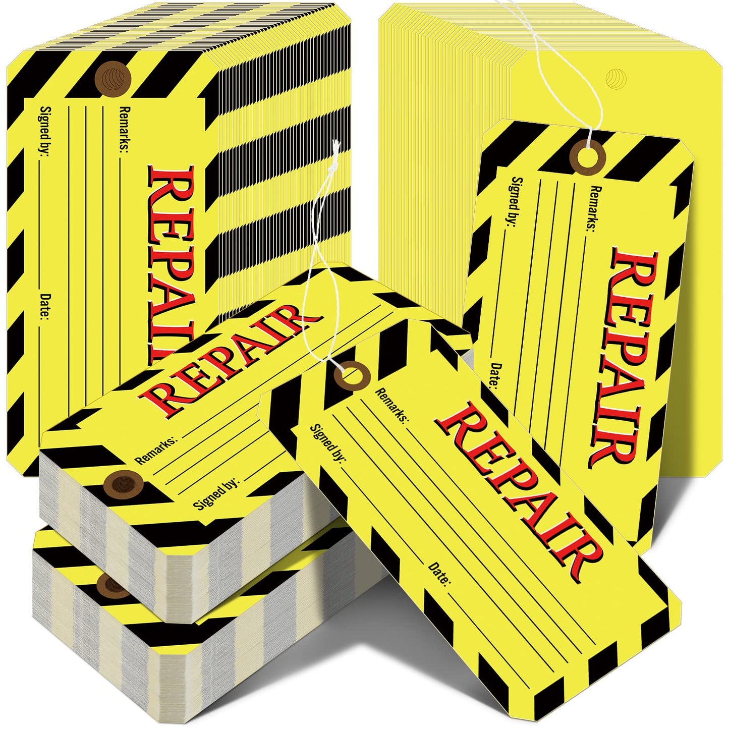 Amyhill 240 Pack Repair Tags Yellow Maintenance Required Tags with Wire Production Quality Control with 8 Inch Attached Cotton String, 2.6 x 5.3 Inch