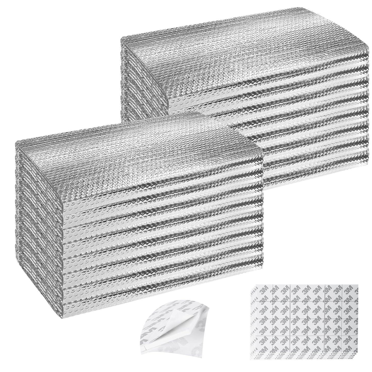 ToLanbbt Garage Door Insulation Kit 16P Double Bubble Window Heat Insulation Panels, 6MM 24" x 48" Reflective Aluminum Foil Summer/Winter Barrier Sheets with 120 Adhesive Tapes for Garage Attic Wall