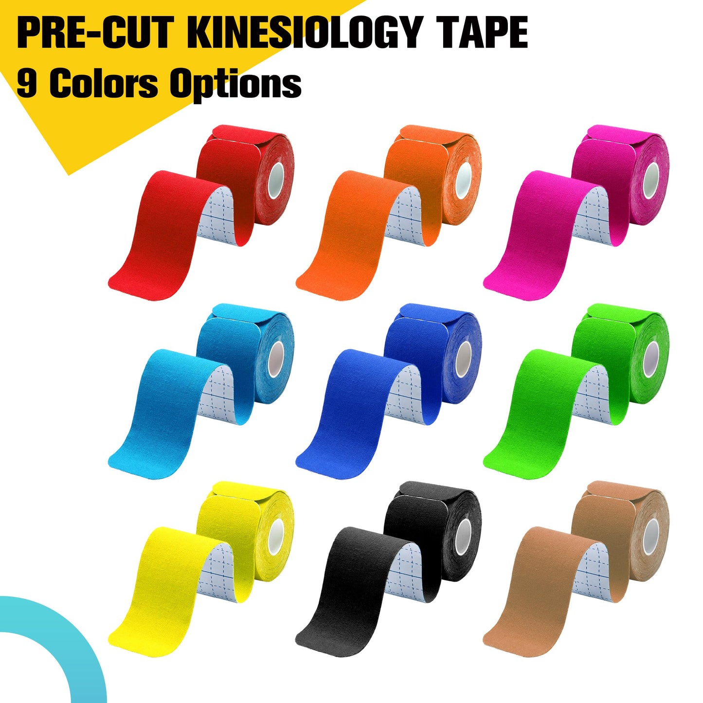 Kinesiology Tape Precut 2 Rolls Pack, Athletic Tape for Muscle Joints Support, 40 Strips for Knee Ankle Shoulder Back, Latex Free and Water Resistant, Orange