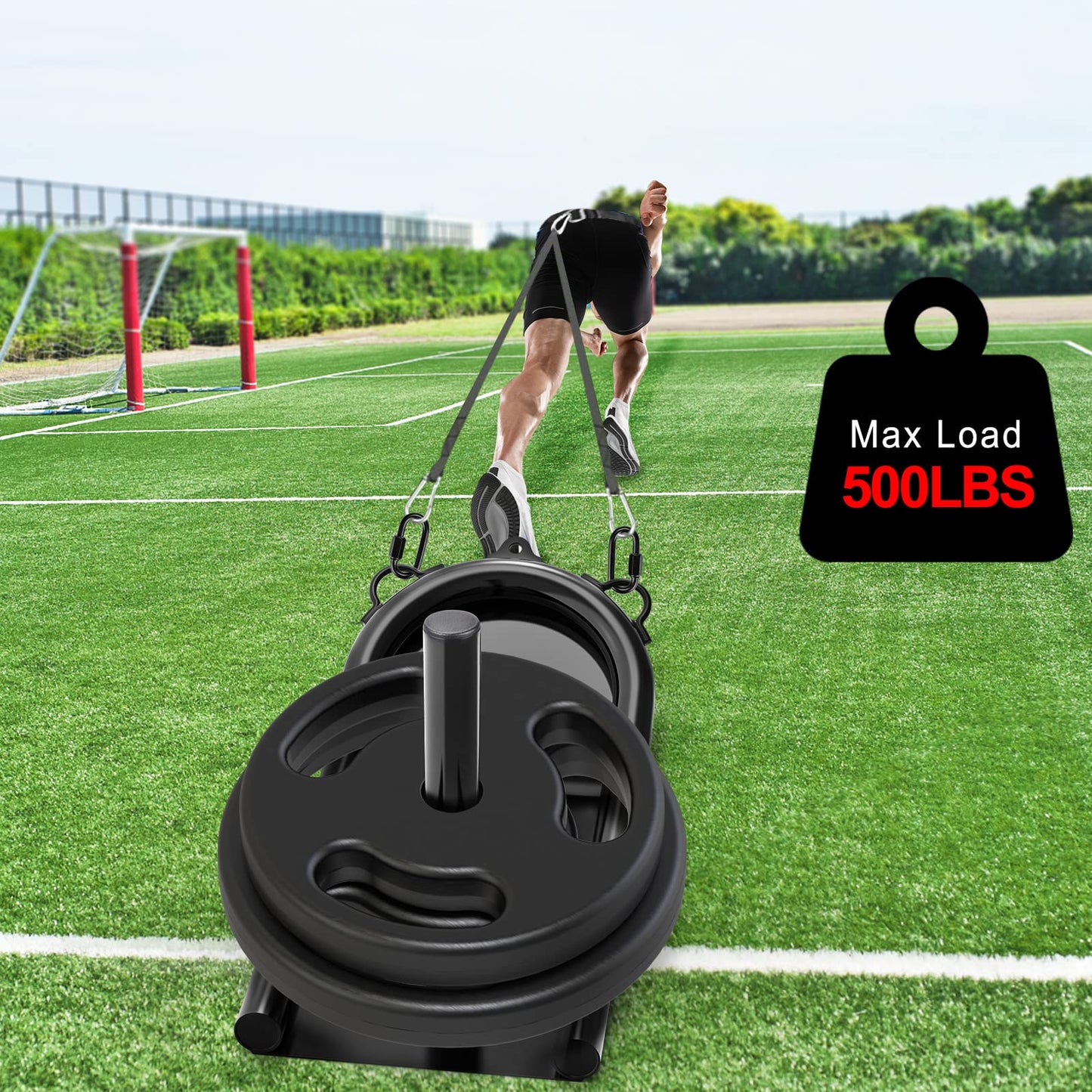 Kipika Weight Sled, Workout Sled, Fitness Strength Training Sled, Speed Training Sled for Athletic Exercise, Speed Improvement, Easily Through Obstacles, Suitable for 1" & 2" Weight Plate (B- Black)