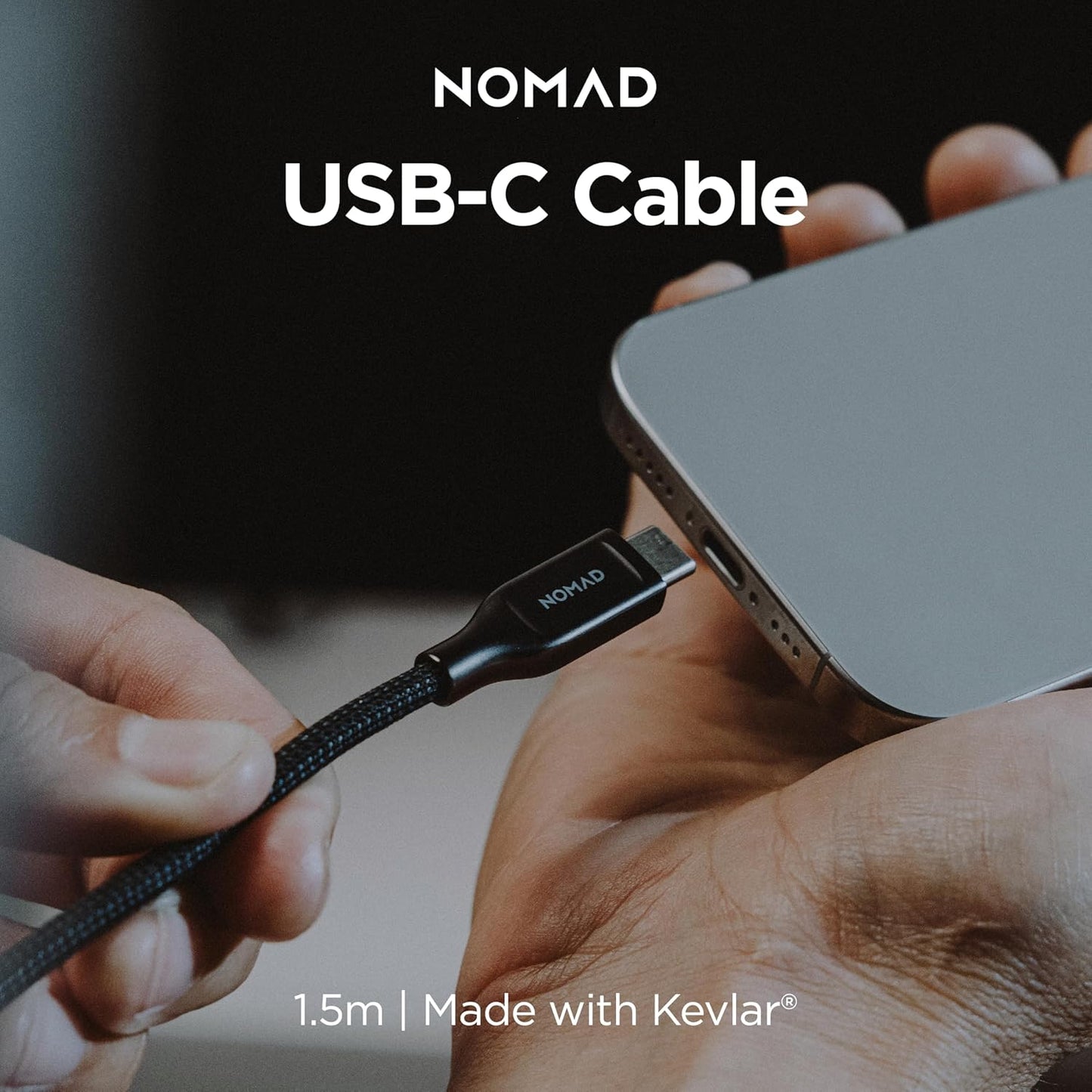 V3, 1.5M NOMAD USB-C Cable Carbide USB-C Built with Kevlar, USB Type C to USB Type C Cable Fast Charging