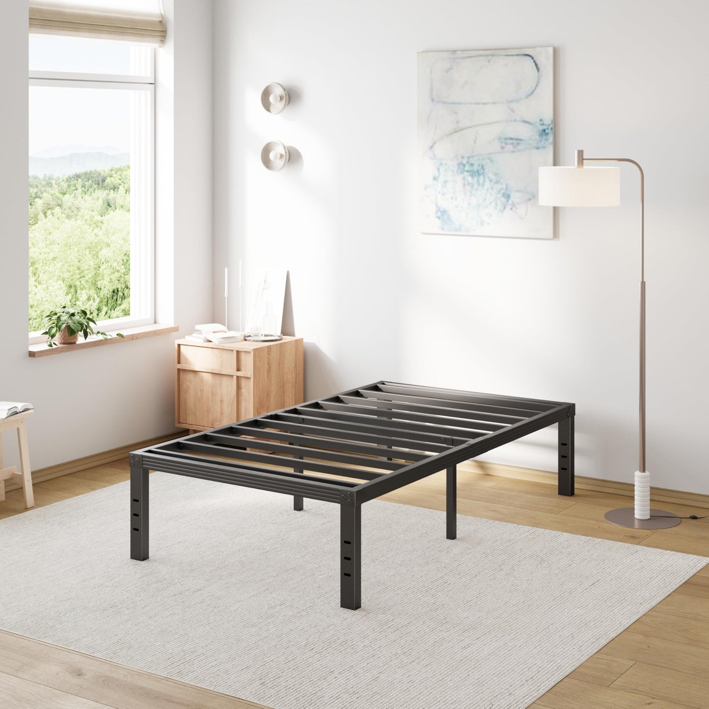 COMASACH Twin Size Bed Frame 16" Tall Heavy Duty, Metal Platform Bed Frame,Sturdy Steel Frame,No Box Spring Needed,Noise-Free,Easy Assembly