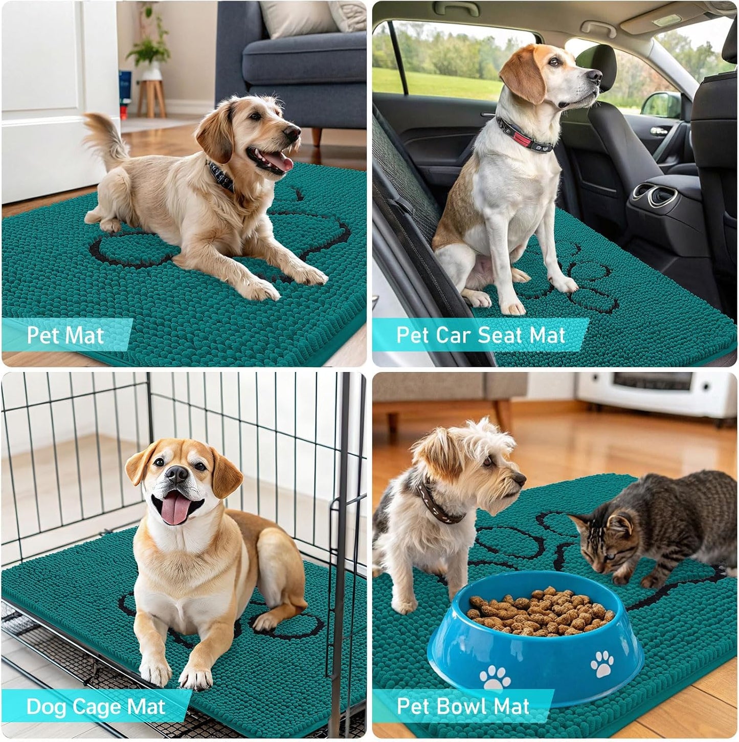 OLANLY Dog Door Mat - Absorbent Non-Slip Mud Mat for Muddy Paws | 30x20 Inches, Lake Blue Design