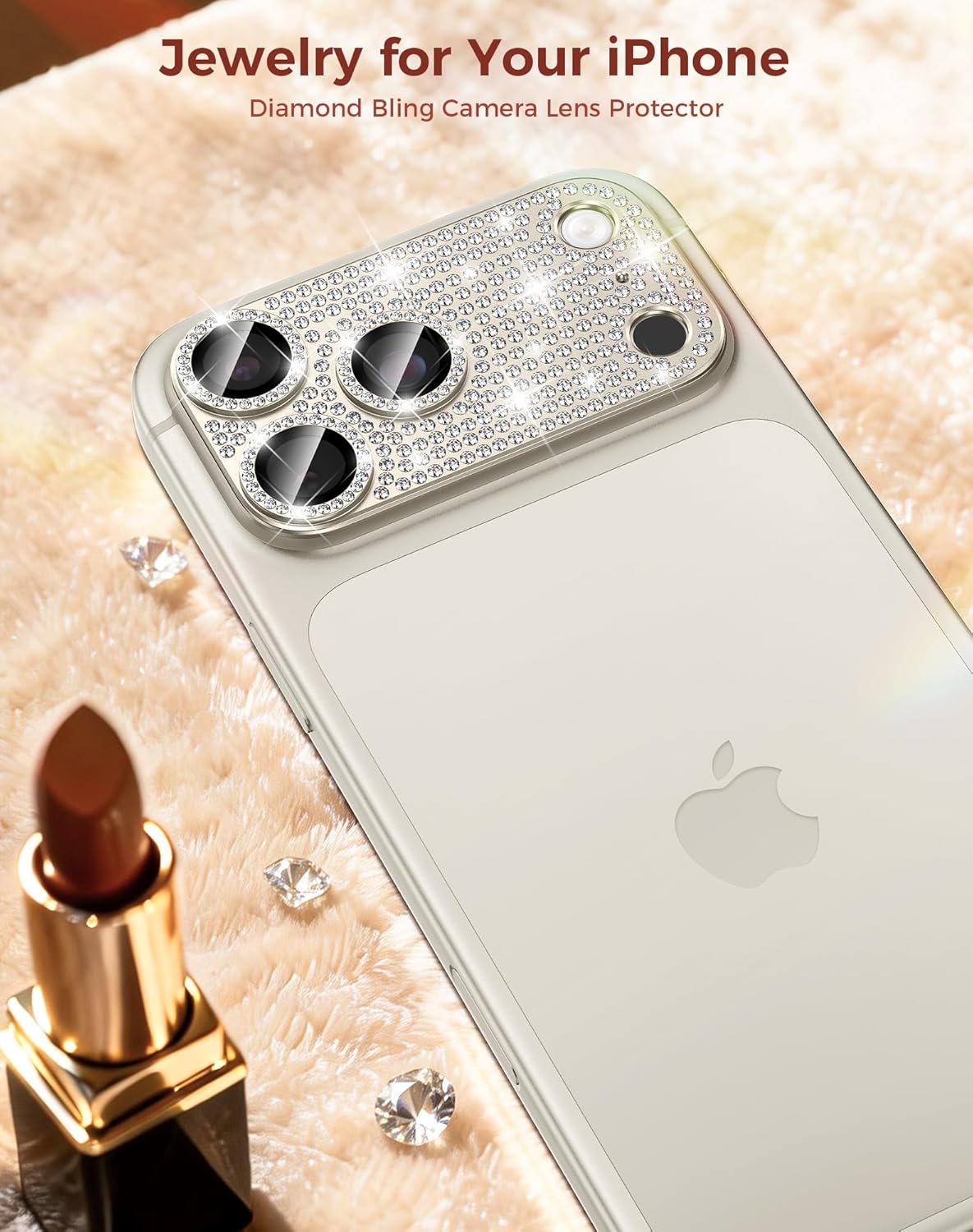 17 17 Goton for iPhone Pro Max Camera Lens Protector Diamond Bling- Not Easy to Fall, Strong Adsorption, Glitter Metal
