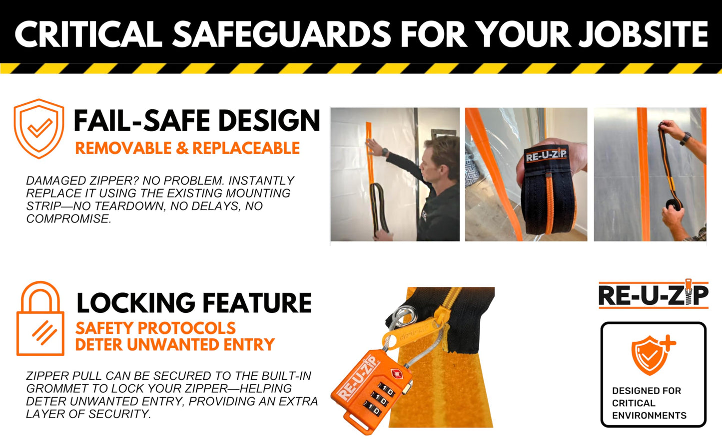 RE-U-ZIP Reusable Dust Barrier Zipper, Fail-Safe, Replaceable & Lockable, Cost-Effective for Single or Repeated Use, PRO Bundle