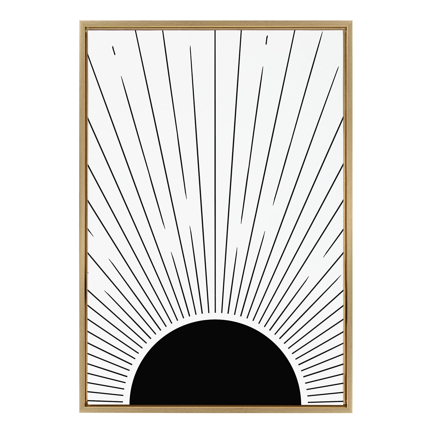 Kate and Laurel Sylvie Mid 3 Framed Canvas Wall Art by Jake Goossen; 23x33 Gold; Decorative Black and White Modern Abstract for Wall