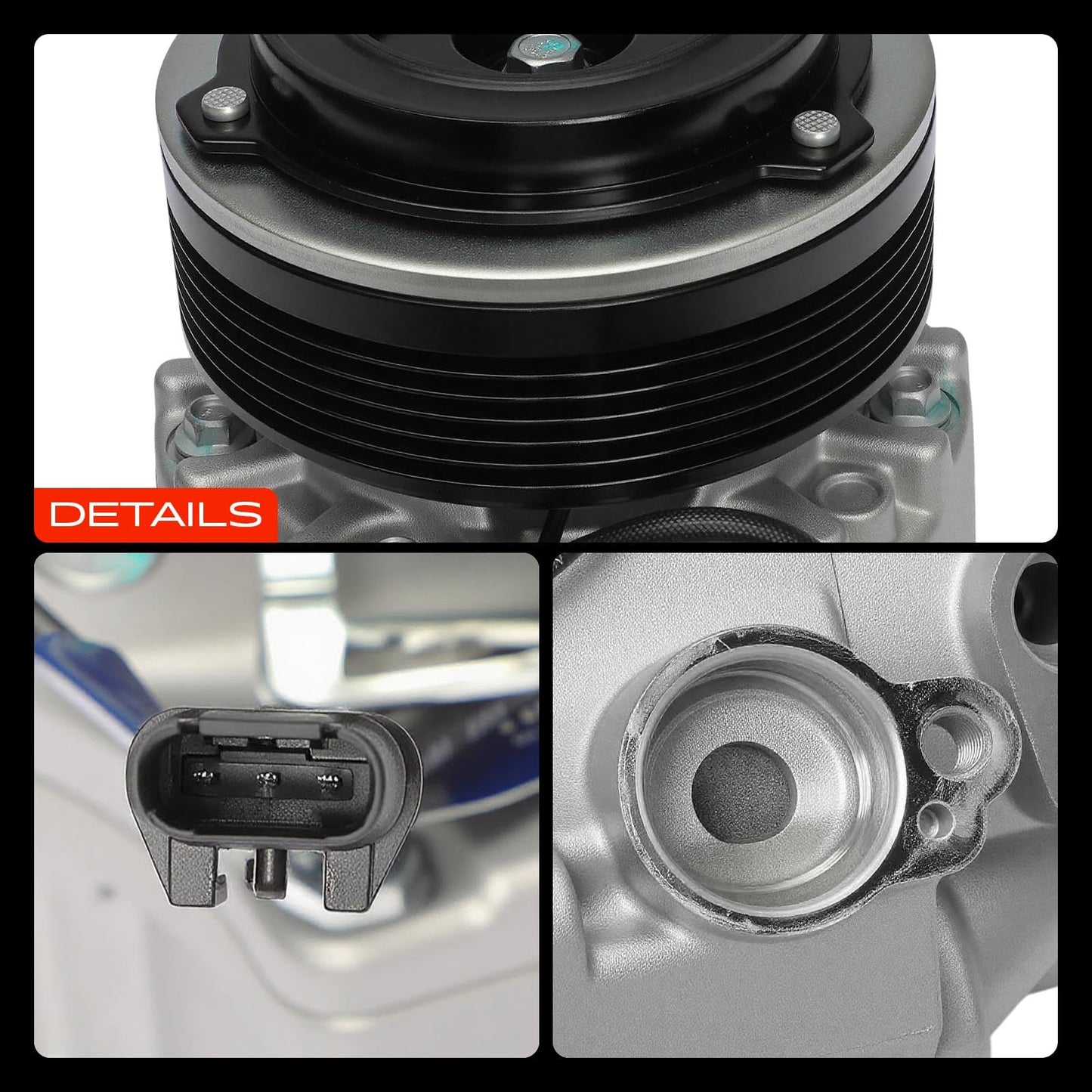 A-Premium Air Conditioner AC Compressor with Clutch Compatible with BMW X5 2007-2010, X3 2008-2010, X6 2008-2010, L6 3.0L, Without Adaptive Drive, 6 Grooves, CSE717 Compressor