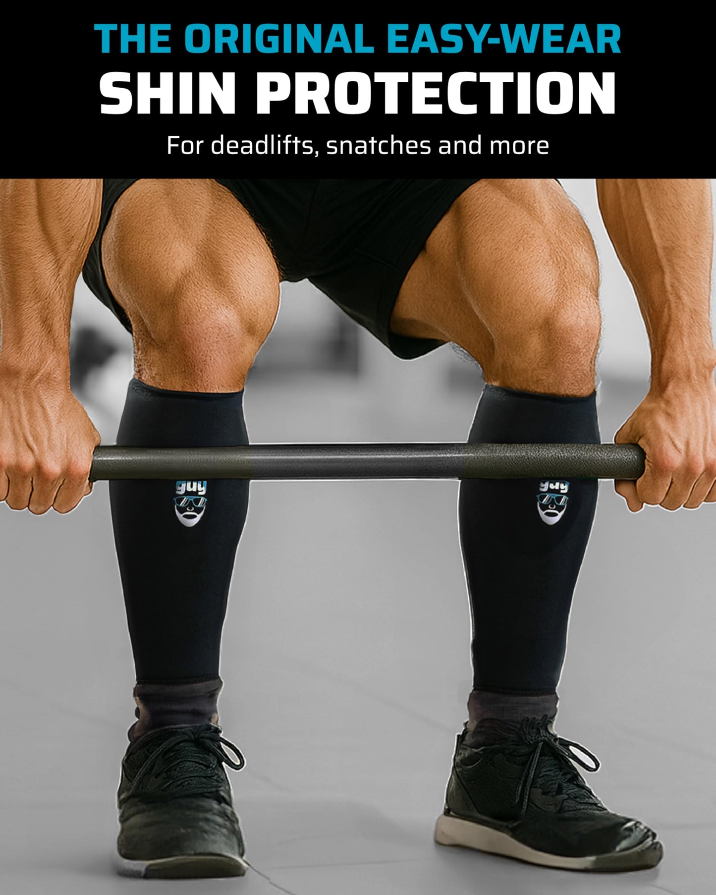 THEFITGUY Deadlift Shin Guards, 5mm Dense Neoprene Protection, Easy On-Off, No Need to Take Off Shoes - for Weightlifting and Functional Training (Pair)