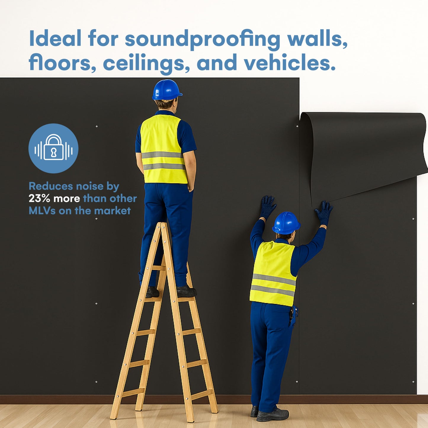 flybold Soundproofing Material Mass Loaded Vinyl 1.1 Lb Wall Soundproof Floor Outdoor Sound Barrier MLV with Acoustic Noise Barrier for Sound Proof Door Ceiling Cars (1.1 Lb 100 Sq. Ft)