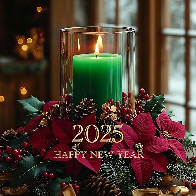 Green Pillar Candles - 6 Packs, 2.8x4 Inch, Unscented Pillar Candles Bulk, 56 Hours Long Burning Candles, Dripless & Smokeless Large Green Candles for Christmas Decor, Fireplace, Christmas,Advent
