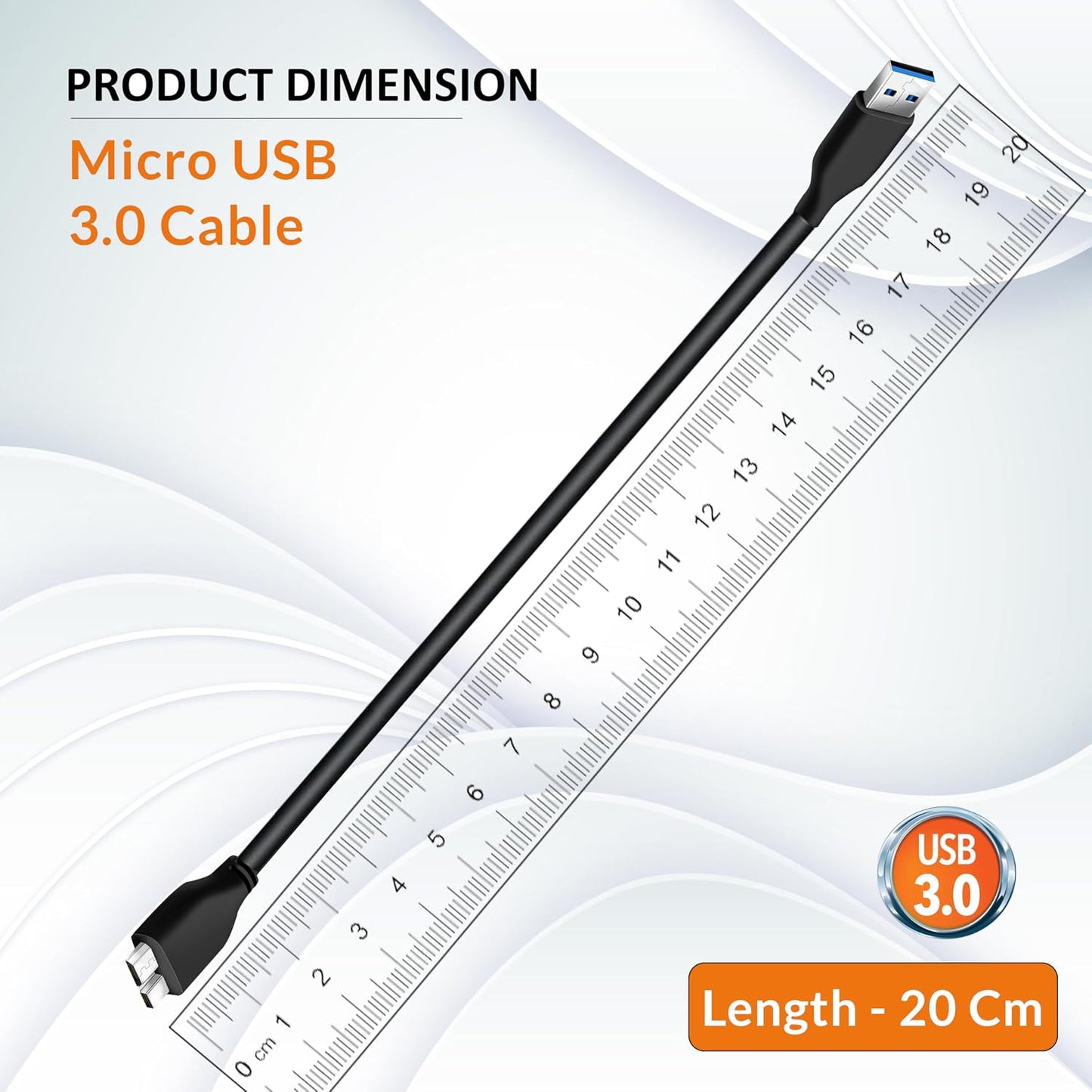 20cm 3.0 4.8 SaiTech IT USB Cable A to Micro B high Speed Upto Gbps Data Transfer Cable for Portable External Hard