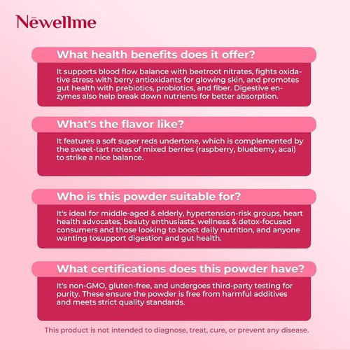 Newellme Balance Master Organic Raw Beet Root Powder - Superfood for Heart Health & Energy | 42 Sugar-Free Stick Packs