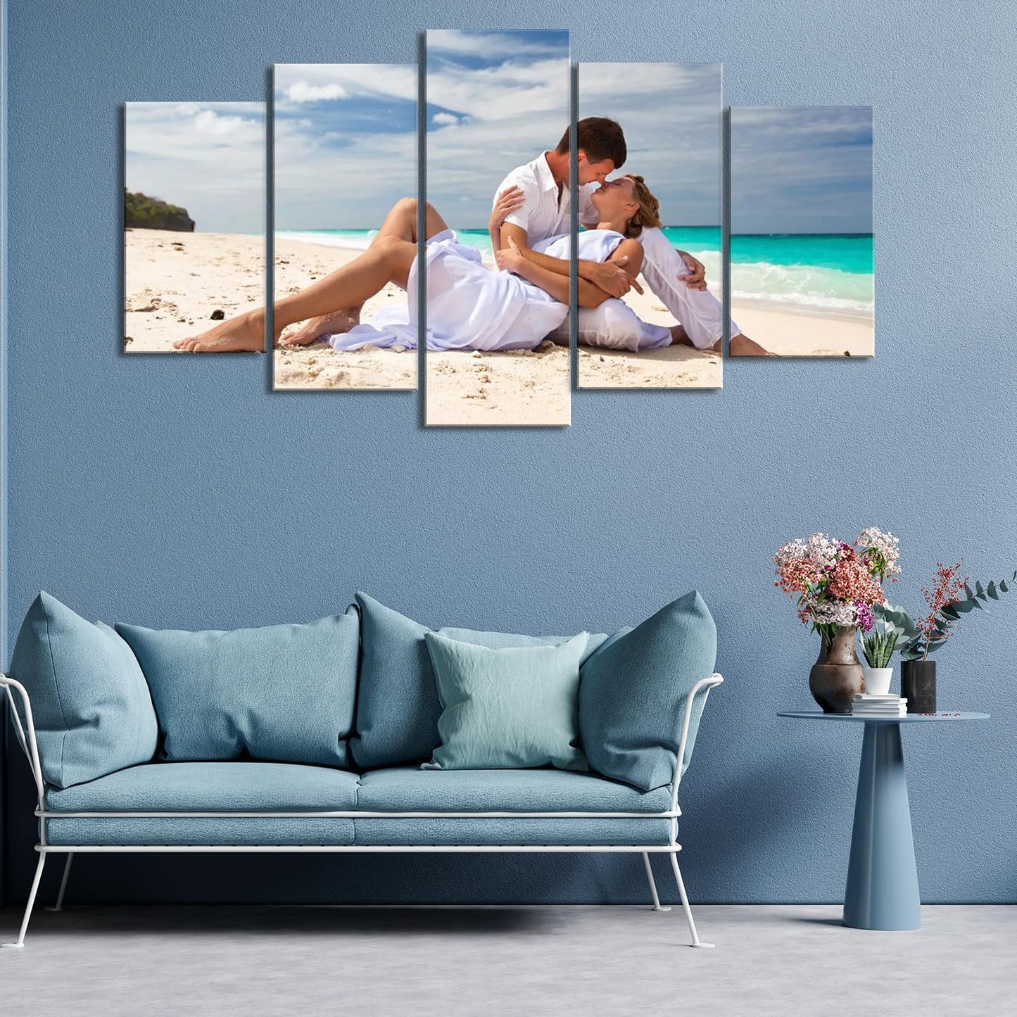 ZHIYYHAO Customized Canvas Prints - Personalized Family Portraits & Pet Photos | Framed Wall Art (5 Panels, Various Sizes)