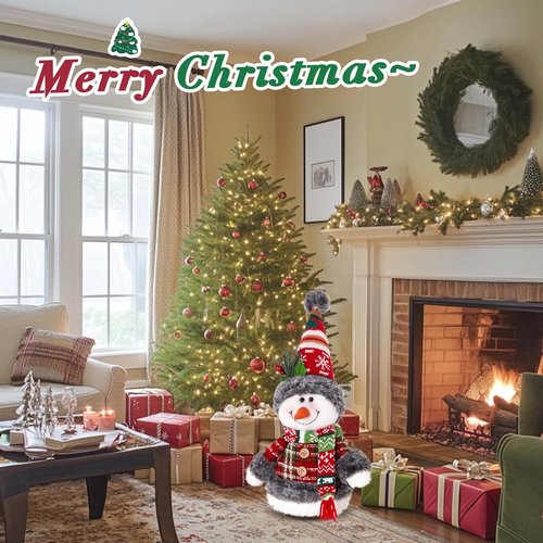 Houwsbaby 14" Christmas Snowman Decoration - Festive Snowman with Santa Hat & Scarf | Perfect Holiday Decor