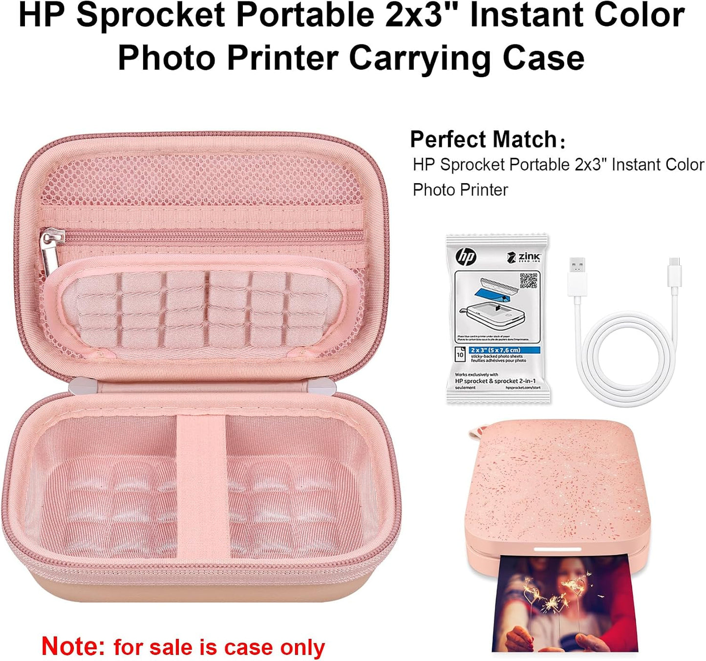 2x3 Elonbo Carrying Case for HP Sprocket Instant Smartphone Photo Printer, Portable Mini Color Print Digital Camera
