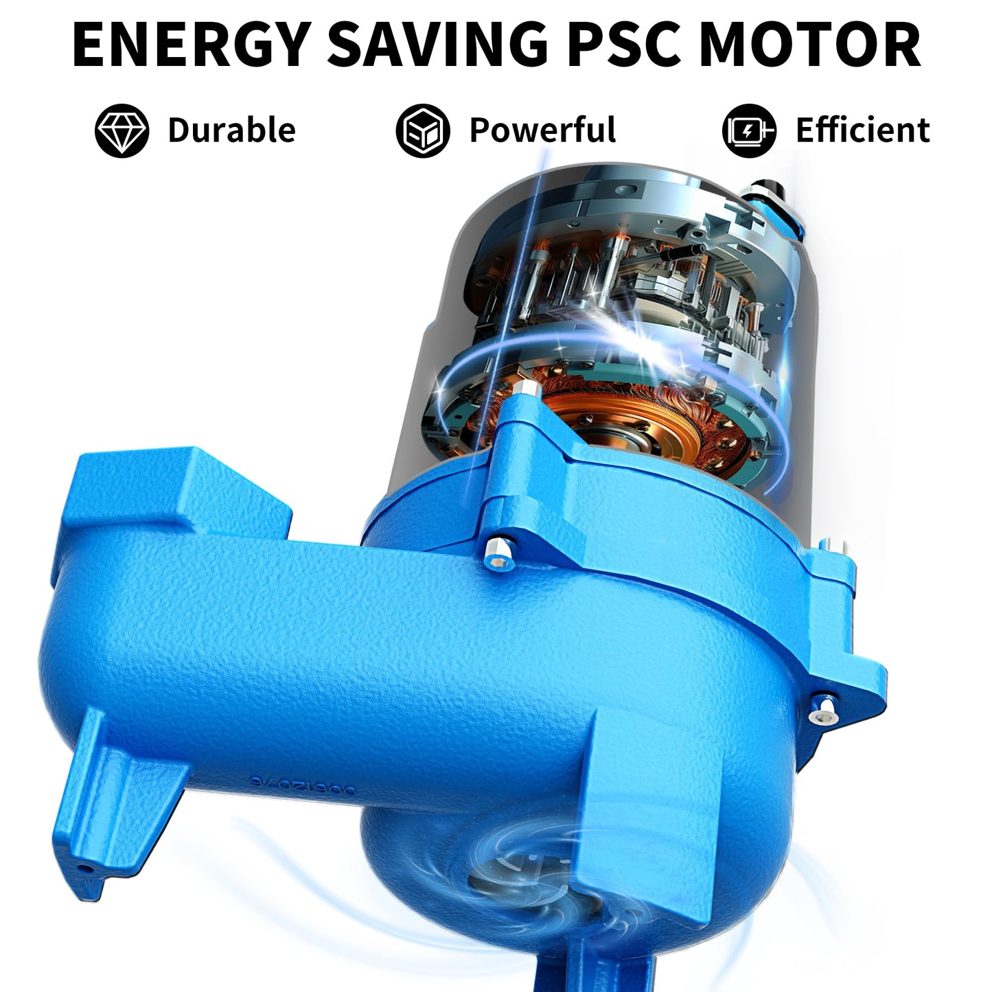 FOTING 1.5HP 9000GPH Sump Pump Submersible Sewage/Effluent Pump - Heavy Duty Cast Iron Automatic/Manual- Septic Pump for Sump Basin/Residential/Sewage/Basement,Sewage Pumps 2'' NPT Discharge,Blue