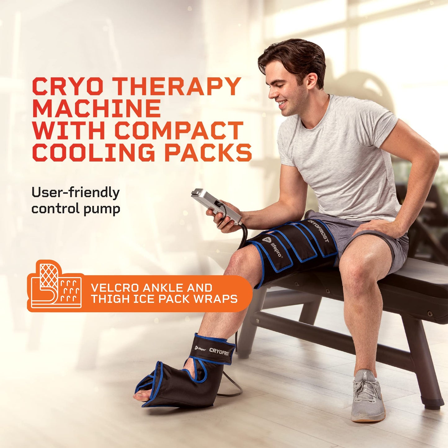 Lifepro Ice Machine for Cryotherapy - Cold Therapy for Ankle, Calf, & Thigh, Includes Reusable & Non-Toxic Wraps for Knee - Blue