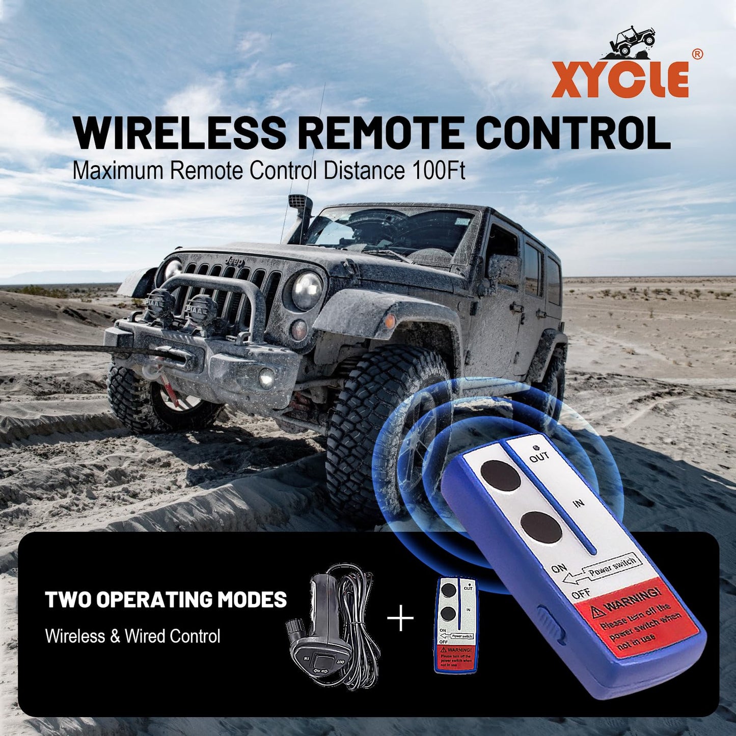 XYCLE Winch13500lbs 12V Waterproof Electric Winch Synthetic Rope Truck Winch Towing Winch Boat Trailer Winch SUV 4-Wheel Drive Off-Road Vehicle with Remote Control 3/8 Synthetic Rope (Black)
