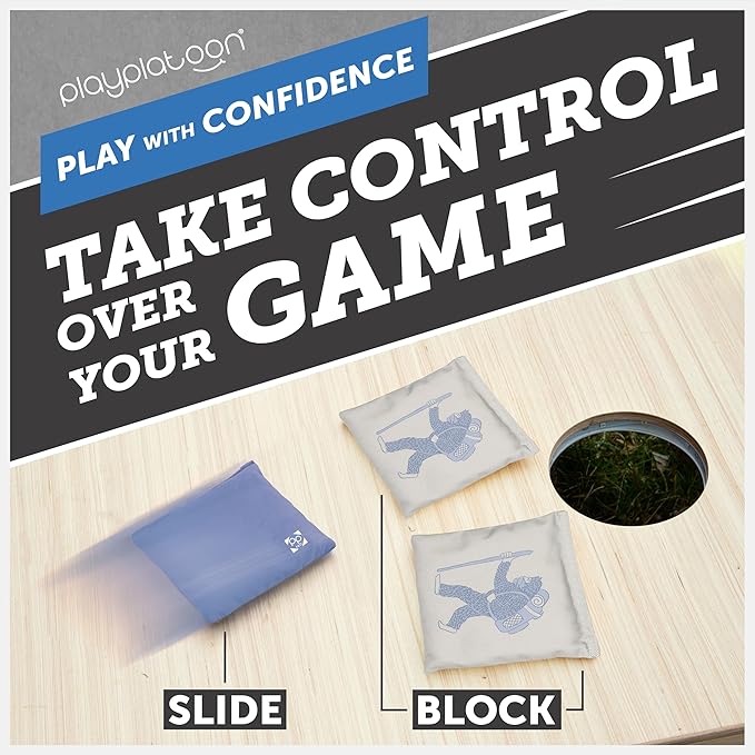 Professional Cornhole Bags - Set of 8 Regulation All Weather Double Sided - Sticky Side/Slick Side Bean Bags for Pro Corn Hole Game