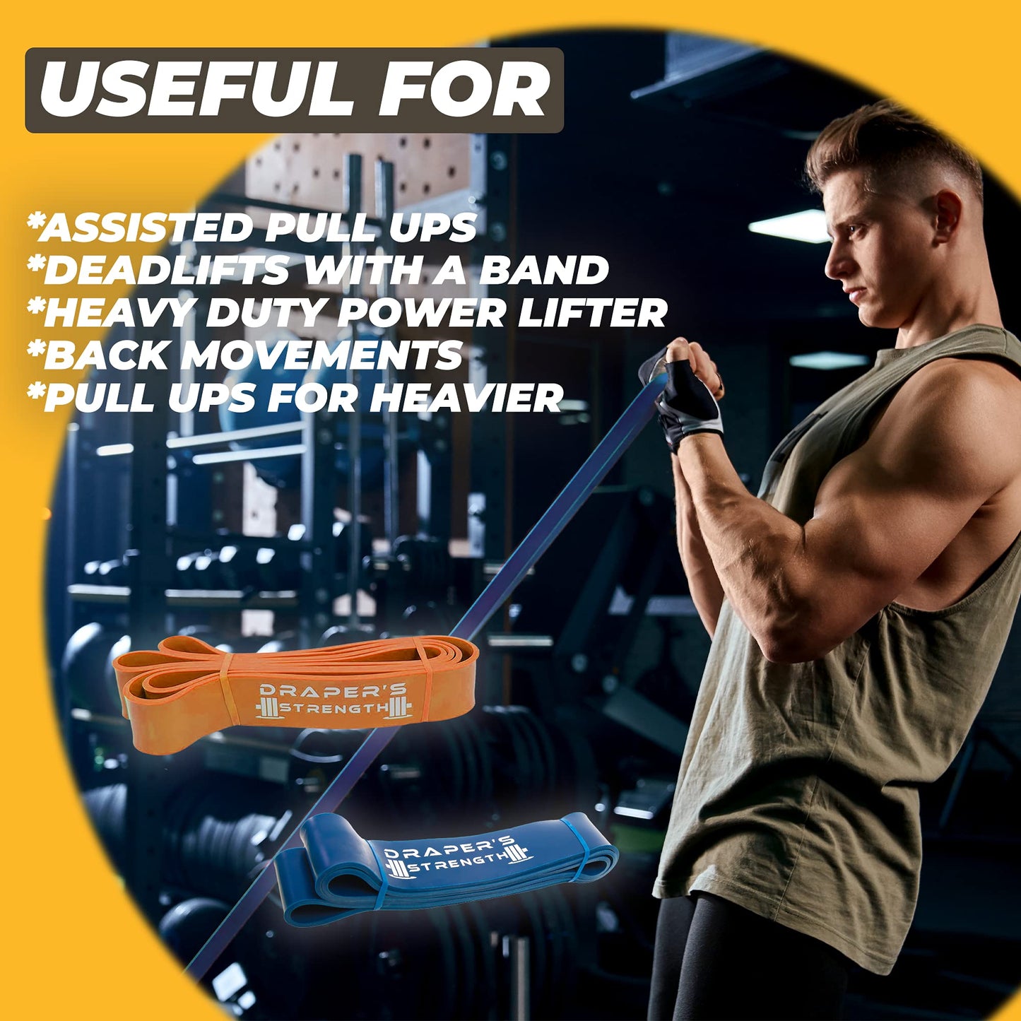 DRAPER'S STRENGTH Heavy Duty Resistance Stretch Loop Bands for Powerlifting Workout Exercise and Assisted Pull Ups 05. Green