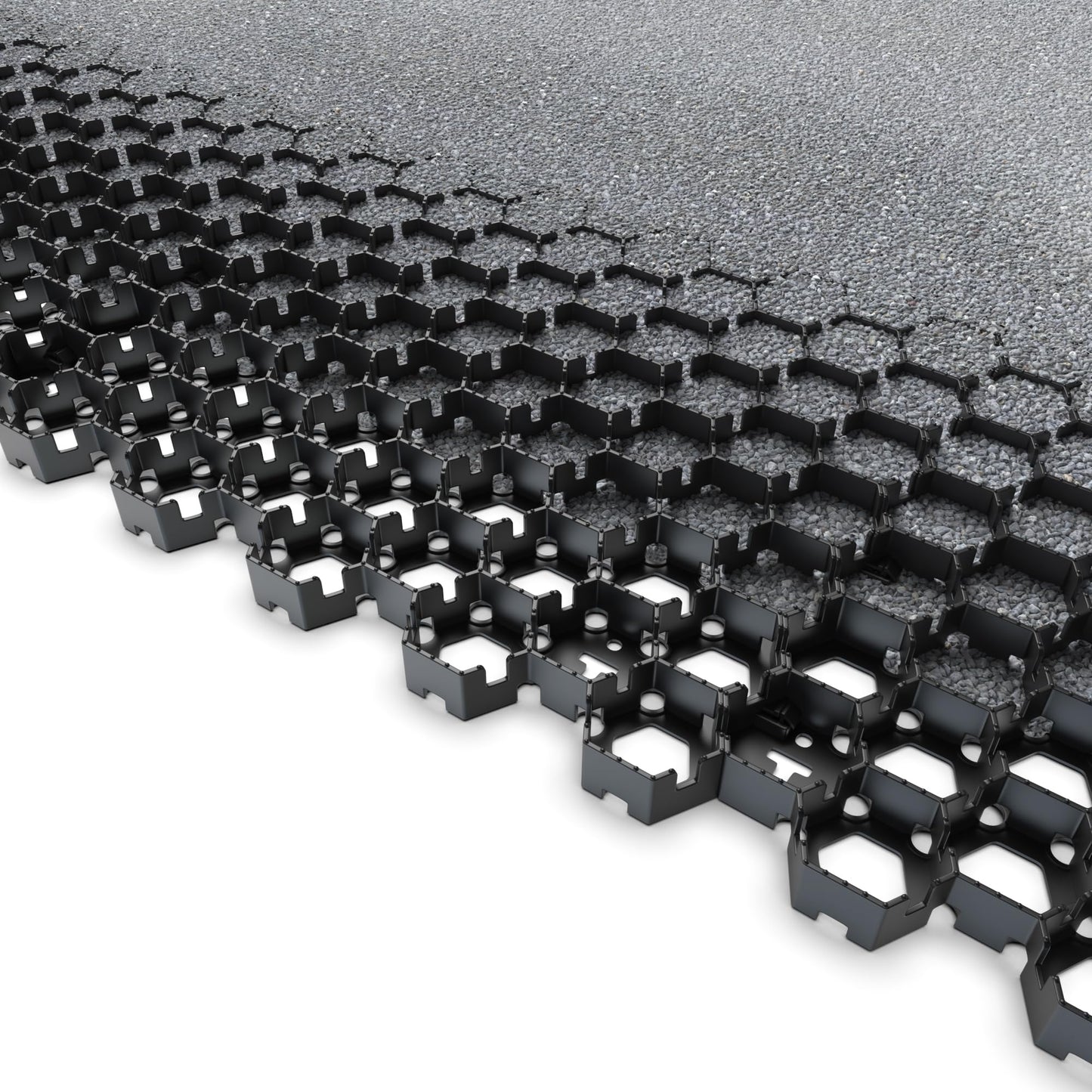 Vodaland Permeable HexPave System - Grass & Gravel Pavers - 100% Recycled PPE Plastic, Handles 27,000 lbs, 1" Depth, 65 s.f / 22 Units