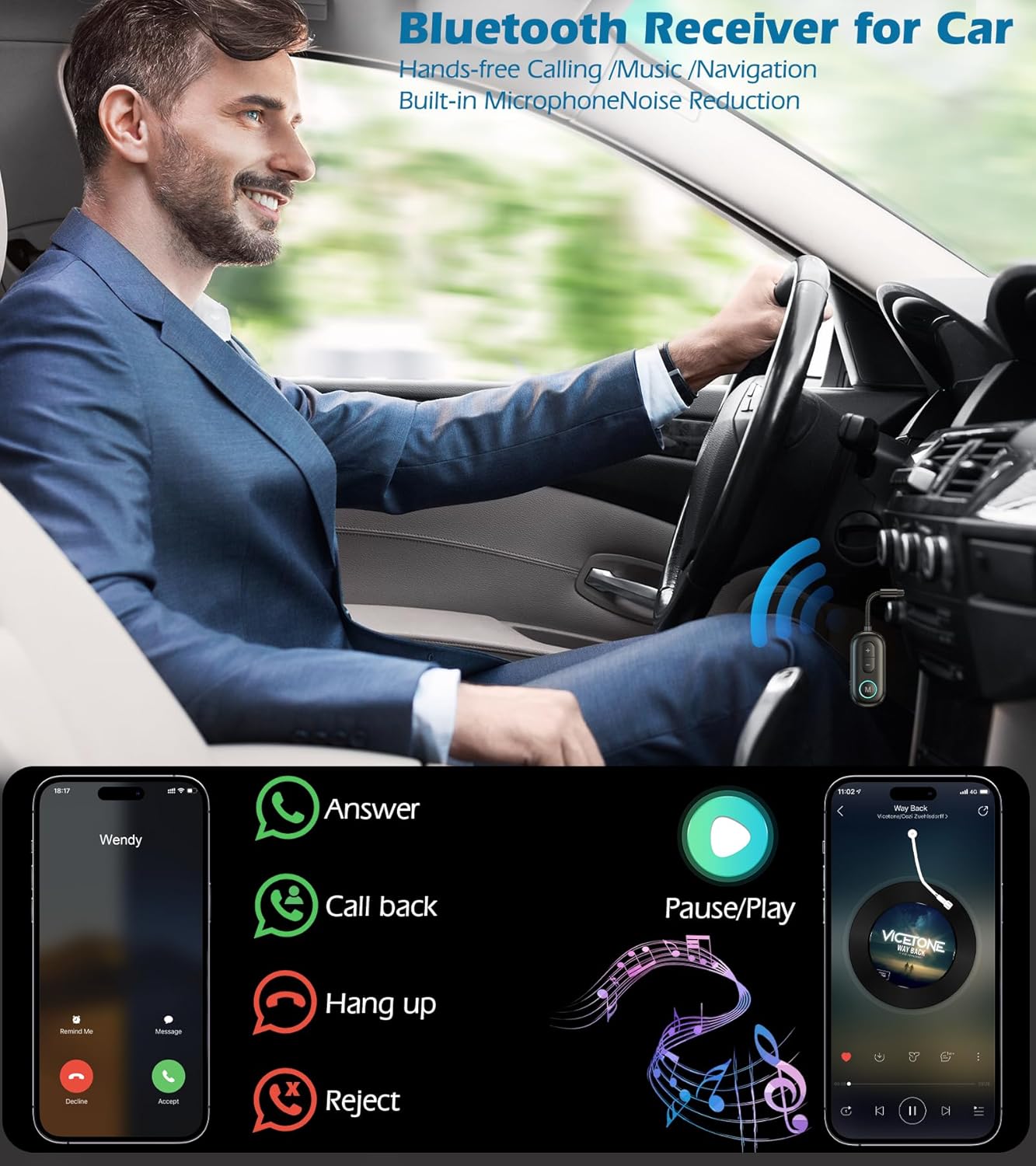 KAIY 3.5mm Airplane Bluetooth Adapter for Headphones, Bluetooth Transmitter for TV to Headphones, Car Adapter