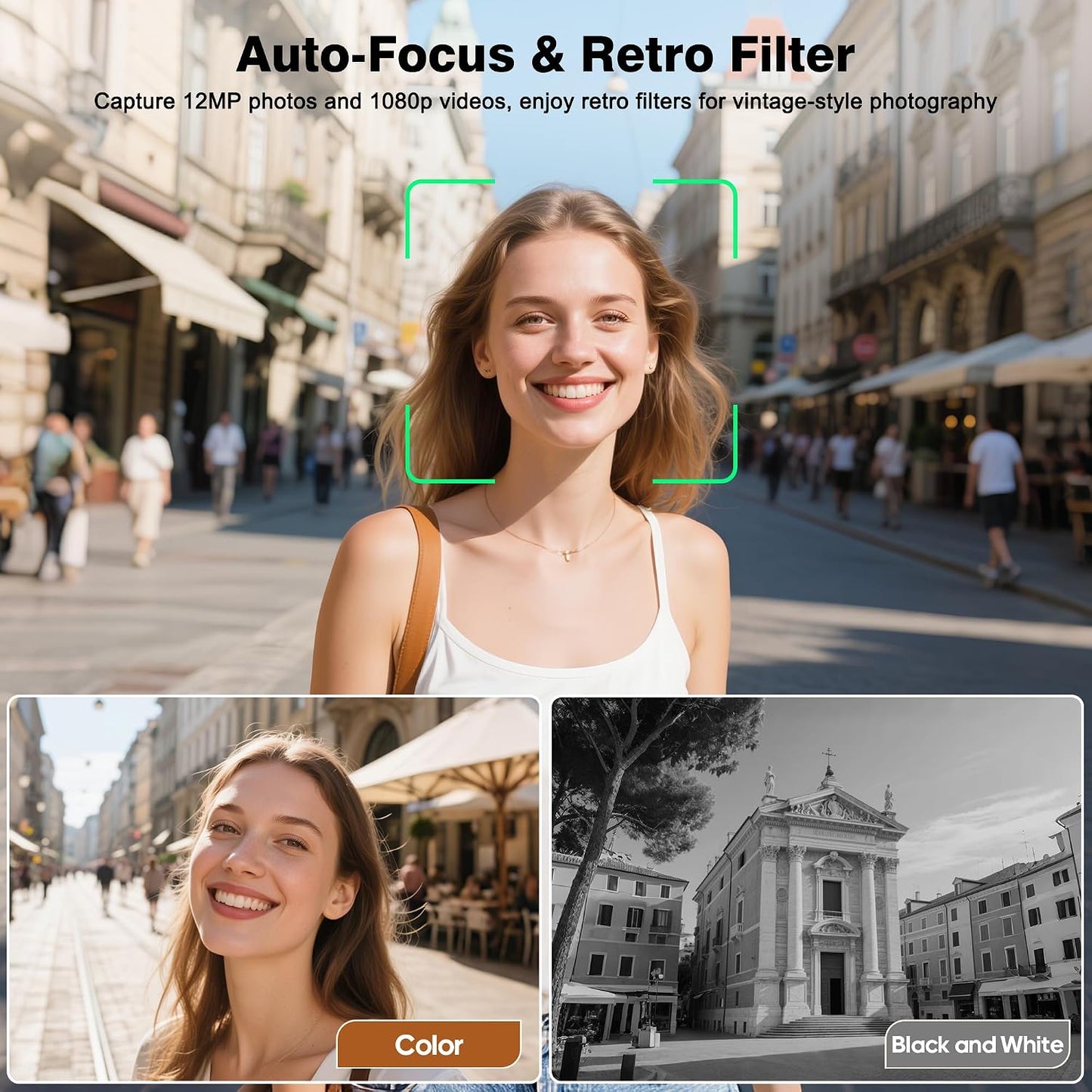 JOYTRIP 1080P 12MP 16 CHUZHAO Vintage Mini Digital Camera, Portable TLR Style Retro Point and Shoot Compact Small
