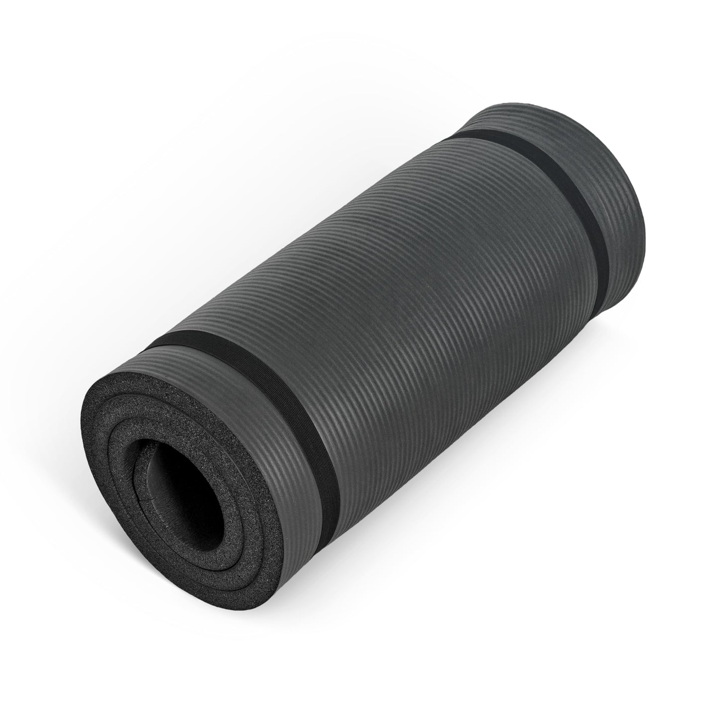CAP Barbell Yoga Mat 1" Thick with Carrying Strap - High Density Exercise Mat for Yoga, Pilates, Stretching, Floor & Fitness Workouts - 74''x24''x1 | Black
